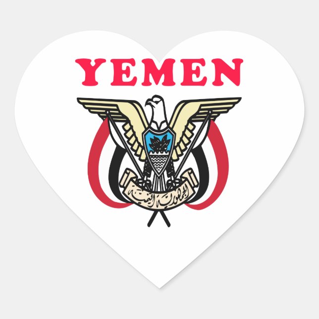 Yemen Coat Of Arms Designs Heart Sticker (Front)