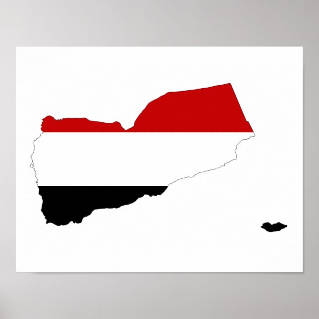 yemen country flag map shape symbol poster (Front)