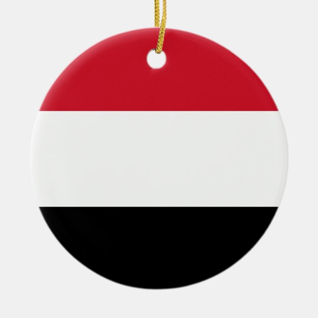 Yemen Flag Ceramic Tree Decoration (Front)