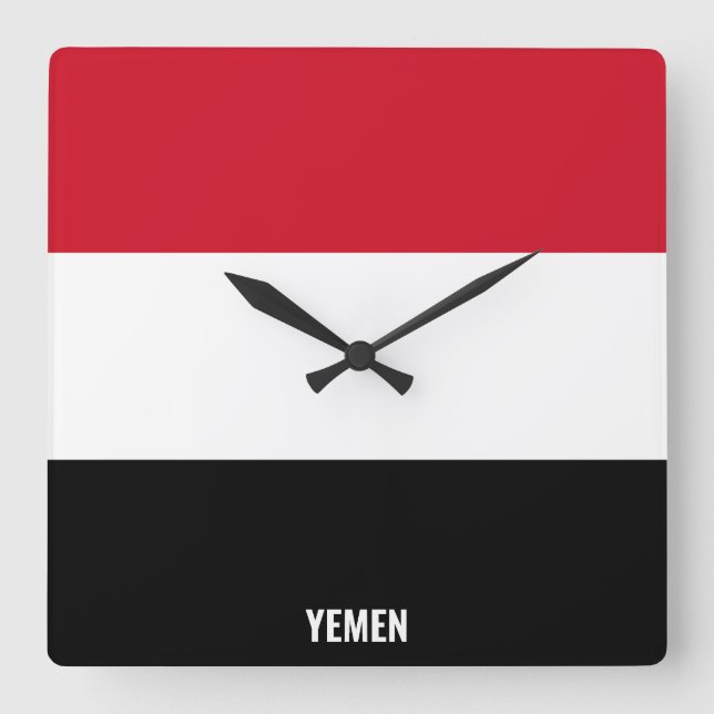 Yemen Flag Dazzling Patriotic Square Wall Clock (Front)