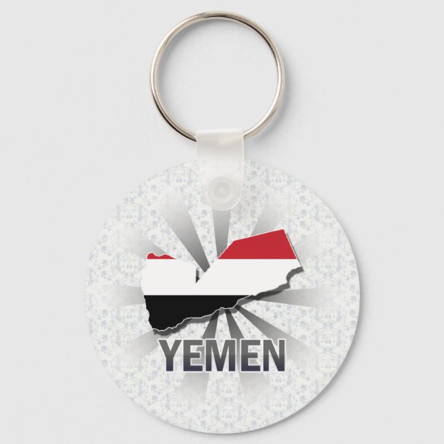 Yemen Flag Map 2.0 Key Ring (Front)