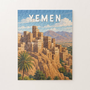 Yemen Illustration Travel Art Vintage Jigsaw Puzzle
