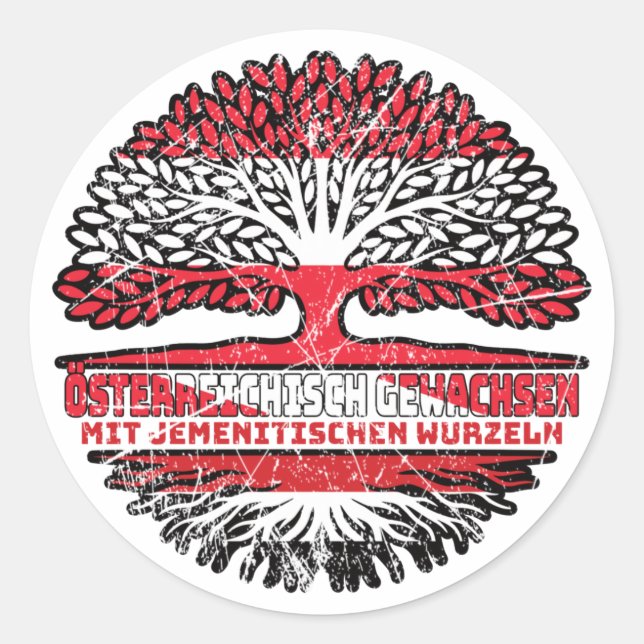 Yemen Jemenitisch Österreichische Baum Classic Round Sticker (Front)