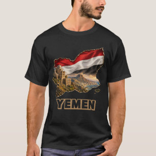 Yemen Map & Flag Historical Architecture Art T-Shi T-Shirt