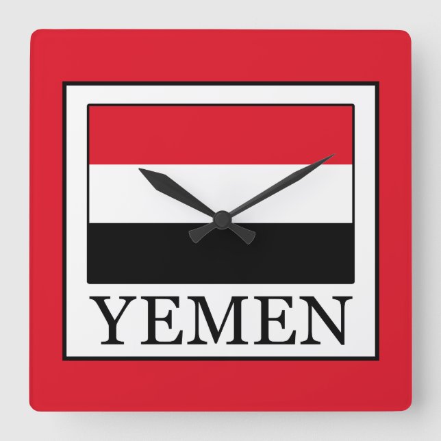 Yemen Square Wall Clock (Front)