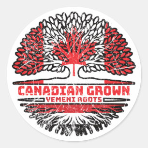 Yemen Yemeni Canadian Canada Tree Roots Flag Classic Round Sticker