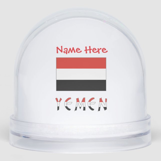 Yemen Yemeni Flag Red Personalised  Snowglobe (Front)