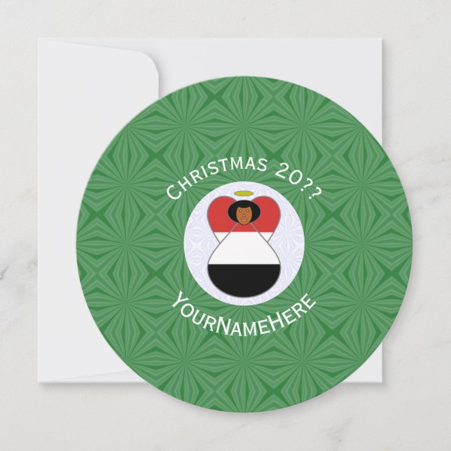 Yemeni Angel Flag Christmas Personalise Round Invitation (Front)