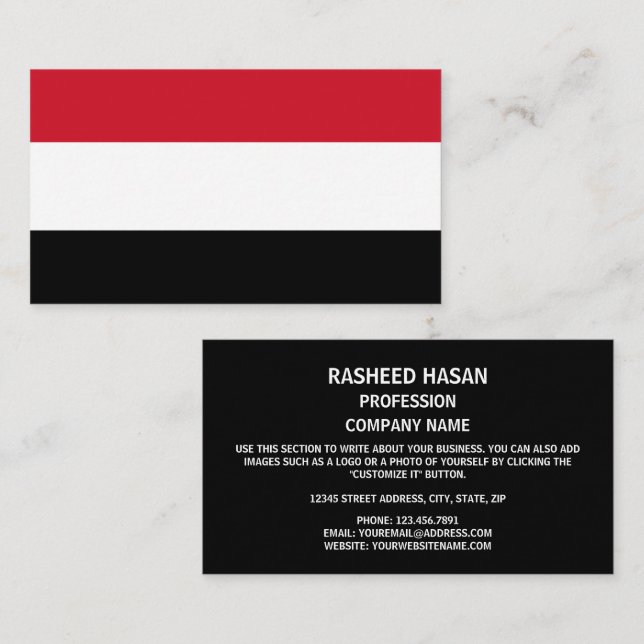 Yemeni Flag, Flag of Yemen Business Card (Front/Back)