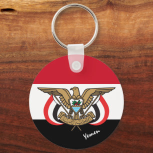 Yemeni Flag & Yemen holiday, patriots / sports Key Ring