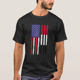 Yemeni Roots Half American Flag Patriotic Yemeni T-Shirt