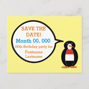 Yemeni Talking Ms. Penguin Personalised Announcement Postcard