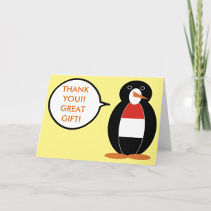Yemeni Talking Ms. Penguin Personalised  Thank You Card