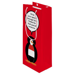 Yemeni Talking Ms. Penguin Personalised Wine Gift Bag