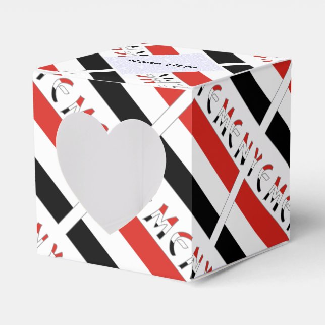 Yemeni Yemeni Flag Tiled Black Personalisation  Favour Box (Front Side)