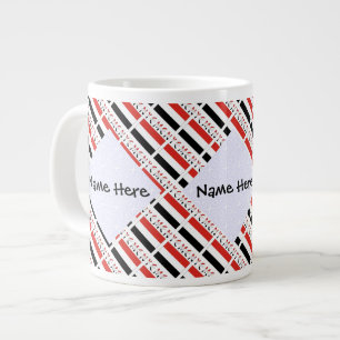 Yemeni Yemeni Flag Tiled Black Personalisation  Large Coffee Mug