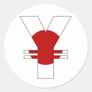 yen currency symbol money sign japan flag classic round sticker