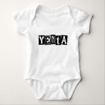 Yenta Yiddish Humour Baby Bodysuit<br><div class="desc">Cute baby bodysuit with a fun Yiddish expression,  "Yenta" (chatty) printed on the front in a punk rock style typeface. This makes the perfect gift for Hanukkah or a new baby girl!</div>