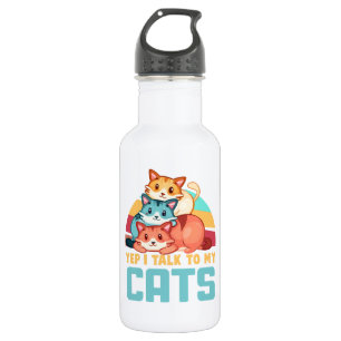 Yep, I Talk to My Cats–Adorable Trio Cat Design  2 532 Ml Water Bottle