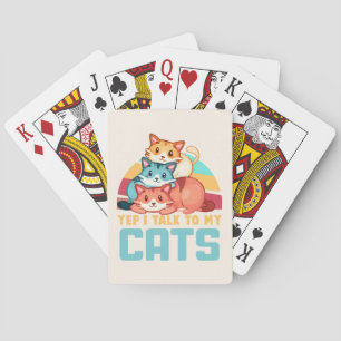 Yep, I Talk to My Cats–Adorable Trio Cat Design  2 Playing Cards