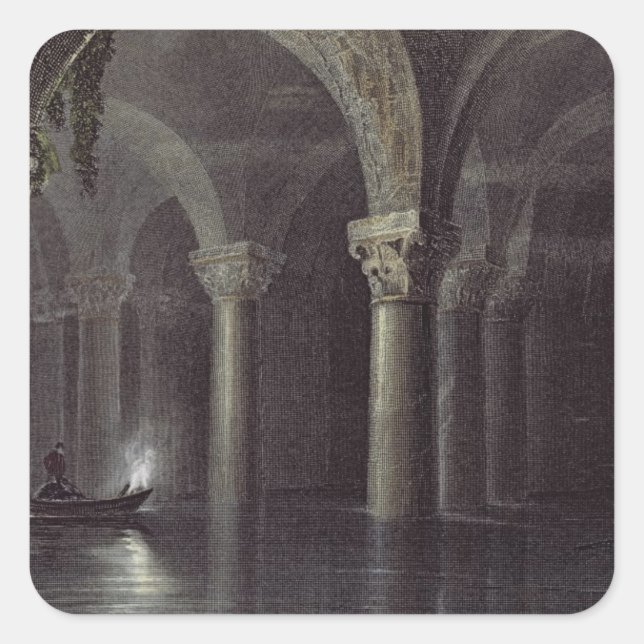 Yere Batan Serai (The Cisterns) Istanbul, engraved Square Sticker (Front)