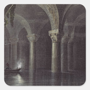 Yere Batan Serai (The Cisterns) Istanbul, engraved Square Sticker