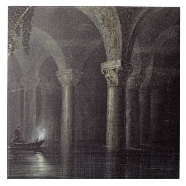Yere Batan Serai (The Cisterns) Istanbul, engraved Tile (Front)