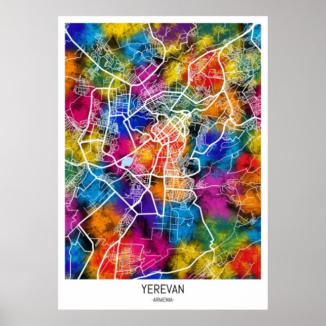 Yerevan Armenia City Map Poster (Front)