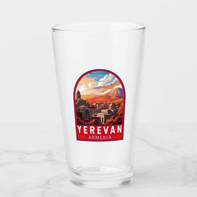 Yerevan Armenia Travel Art Vintage Glass (Front)