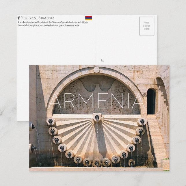 Yerevan Cascade, Armenia Travel Postcard (Front/Back)