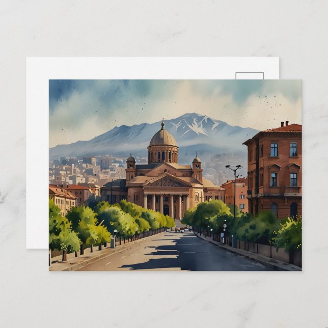 Yerevan watercolor art postcard (Front/Back)