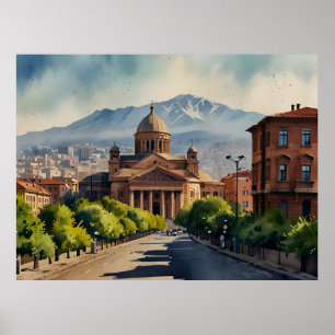 Yerevan watercolor art poster