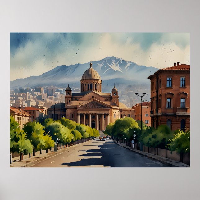 Yerevan watercolor art poster (Front)