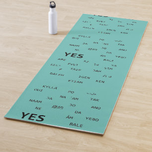 Yes and No in different languages in aquamarine Yoga Mat