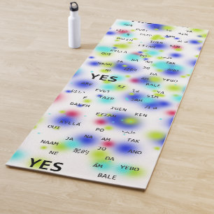 Yes and No in different languages in bright colors Yoga Mat