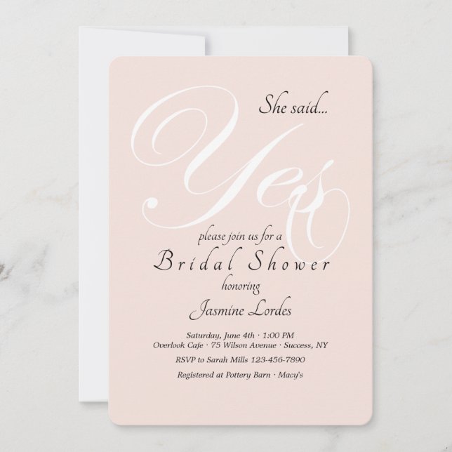 Yes Bridal Shower Invitation (Front)