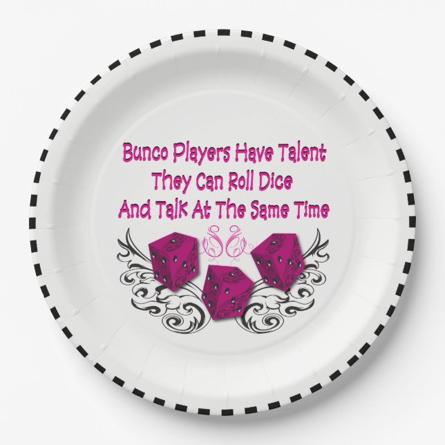 Yes, Bunco Players Have Talent Paper Plate (Front)