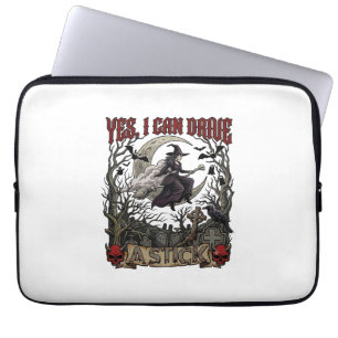 Yes Can Drive Stick Witch Graveyard Halloween_1 Laptop Sleeve