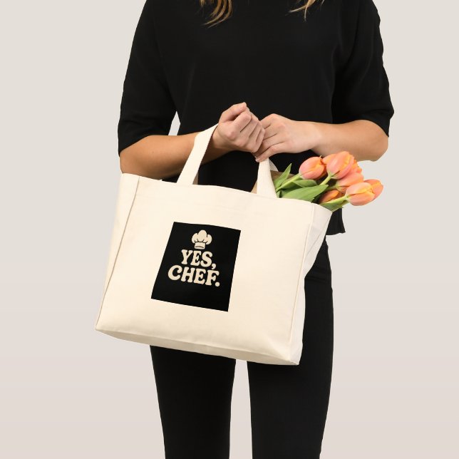 YES CHEF Kitchen Quote Tote Bag (Front (Product))