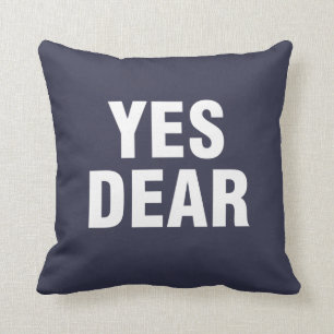 "Yes Dear" Personalised blue Cushion