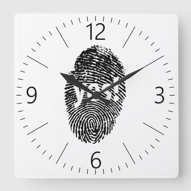 Yes: finger print square wall clock (Front)