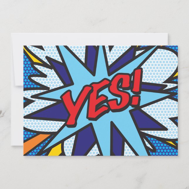 YES Fun Retro Comic Book Pop Art Invitation (Front)