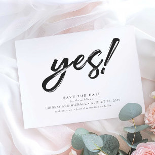 Yes! Funny and Modern Save the Date Postcard