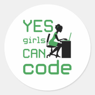 Yes Girls Can Code Woman Programmer Developer Classic Round Sticker
