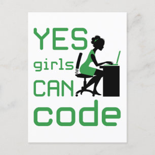 Yes Girls Can Code Woman Programmer Developer Postcard