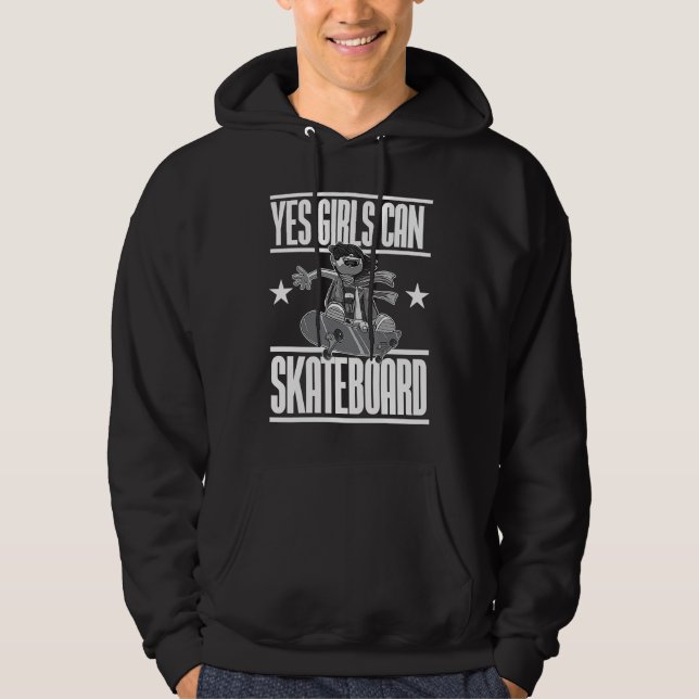 Yes Girls Can Skateboard  For Skateboarding Women Hoodie (Front)
