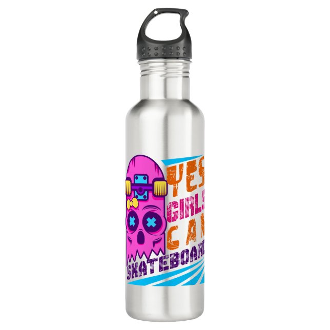 Yes Girls Can Skateboard Skateboarding Skater 710 Ml Water Bottle (Front)