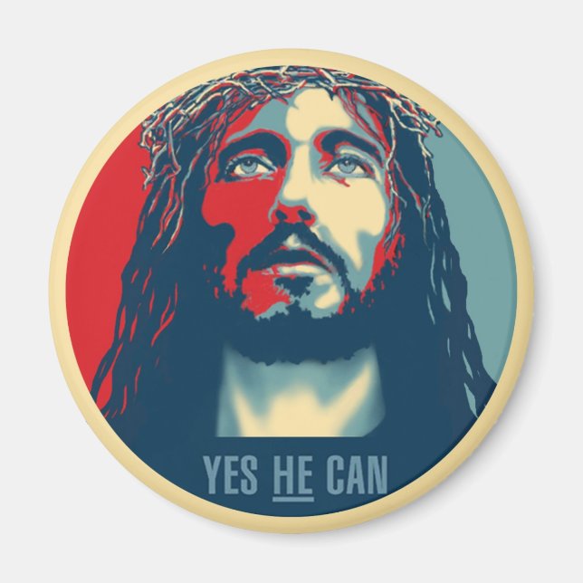 Yes HE Can - Rnd Magnets - Up To 3" (Front)