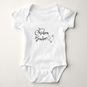 Yes I am a Chicken Tender with Rooster Outline Baby Bodysuit