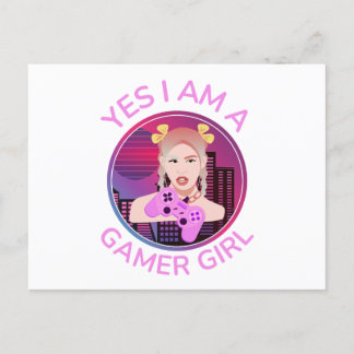 Yes I am a Gamer Girl Invitation Postcard